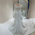 Jancember DW0057 Vintage Bling Long Sleeve Tassel Mermaid Wedding Dresses With Train