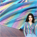 YX1558 Iridescent Holographic Foil Rib Knit Stretch Fabric Glossy 95% Polyester 5% Spandex for Women's Dresses and Tops MegaBDM