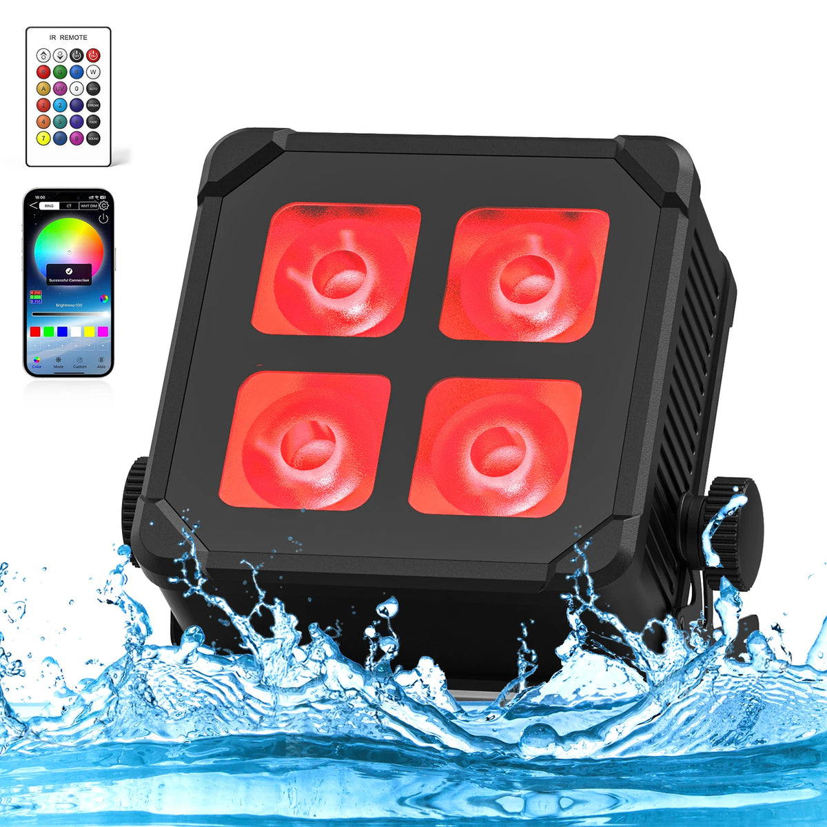 U`King 4x10W IP65 Waterproof Wireless Stage Par Light Battery Powered Uplight LED RGBWA UV 6in1 Rechargeable Outdoor Uplights MegaBDM
