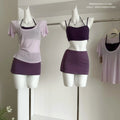 Summer Casual Sport 3 Piece Set for Women Halter Tube Top And Skirts Set Jogging Suits Wholesale