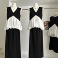 Summer Women's Roman Sets V-Neck Sleeveless Top And High Waist Patchwork Slim Skirts Set Ropa Wholesale