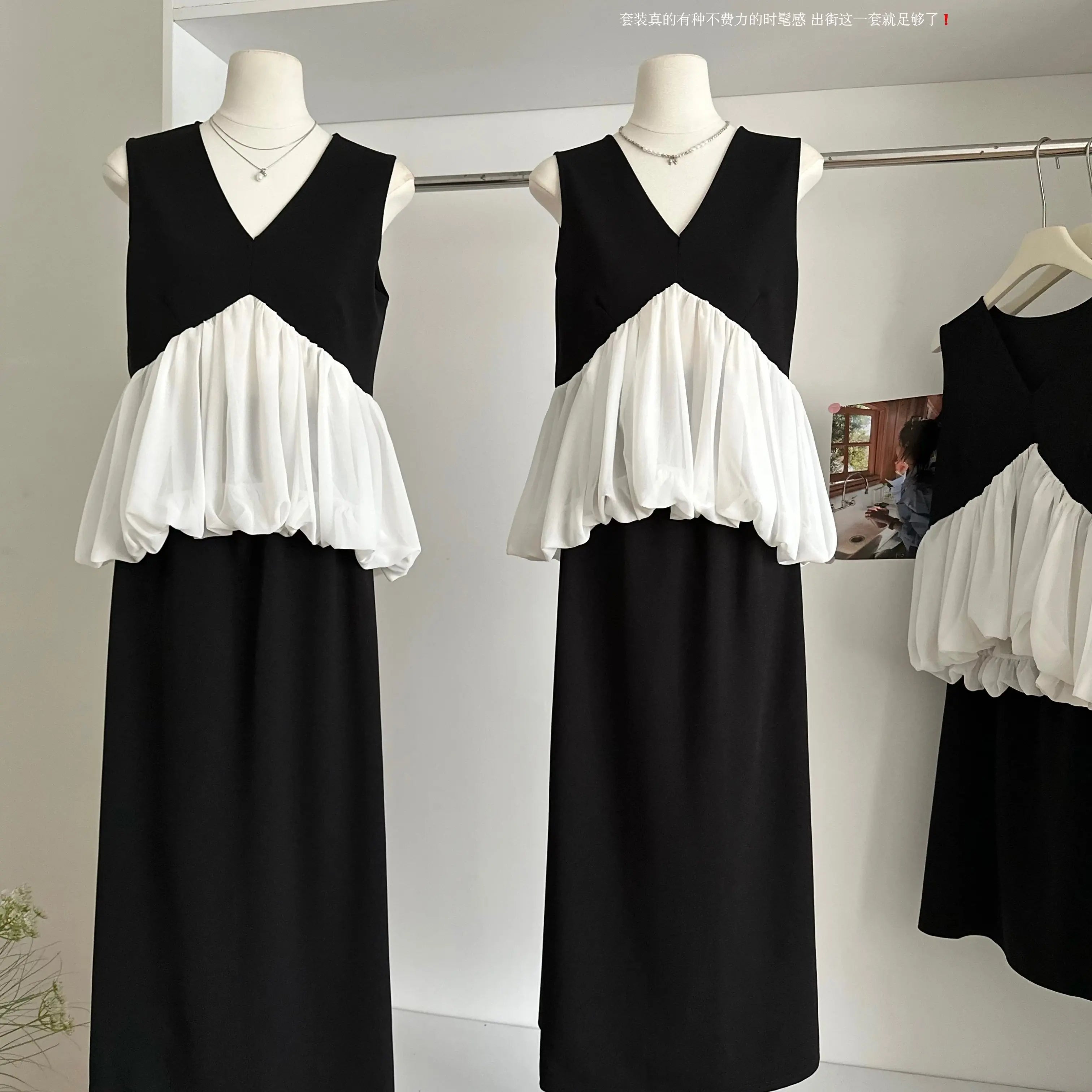 Summer Women's Roman Sets V-Neck Sleeveless Top And High Waist Patchwork Slim Skirts Set Ropa Wholesale