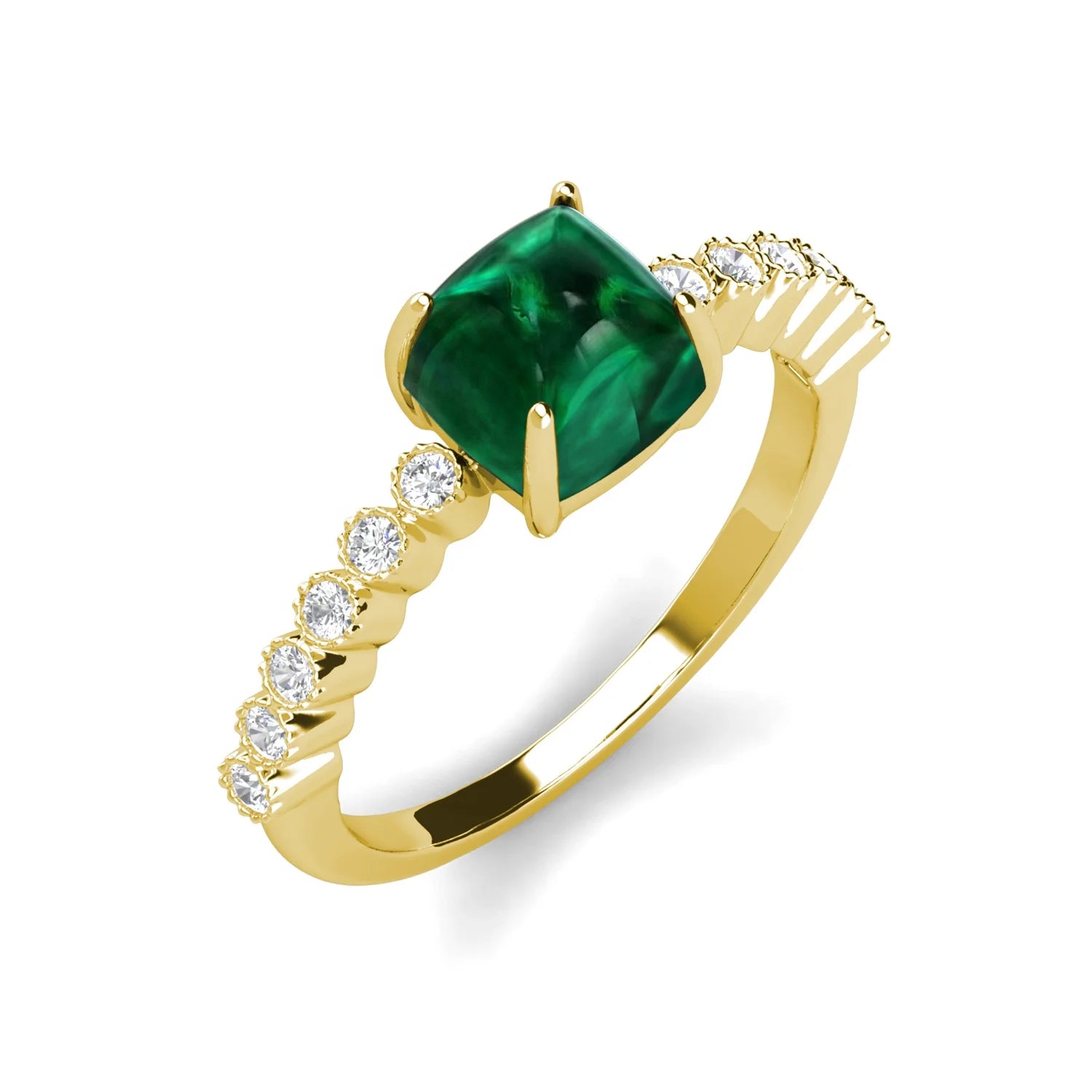 925 Sterling Silver Lab Created Vivid Green Cabochon Setting Emerald Luxury Wedding Ring for Women 2022 Destiny Jewellery