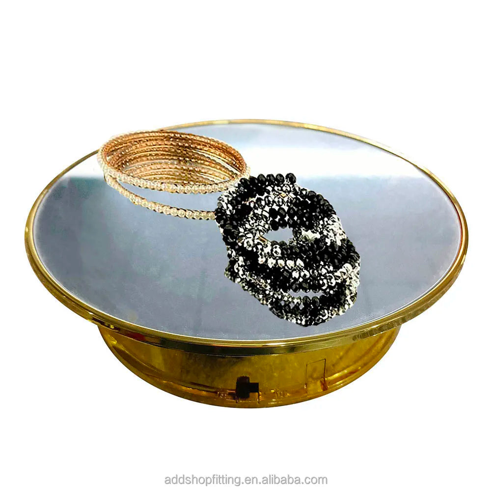 360 Degree Electrical Gold Turntable Jewelry Display Rotating Stands Carton Durable Trays Hand for Jewelry Display