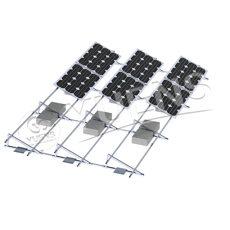 Yuens Residential Quick Installation Triangle Adjustable Angle Solar Flat Roof Ballast Ballasted East West Roof Panel Mounting