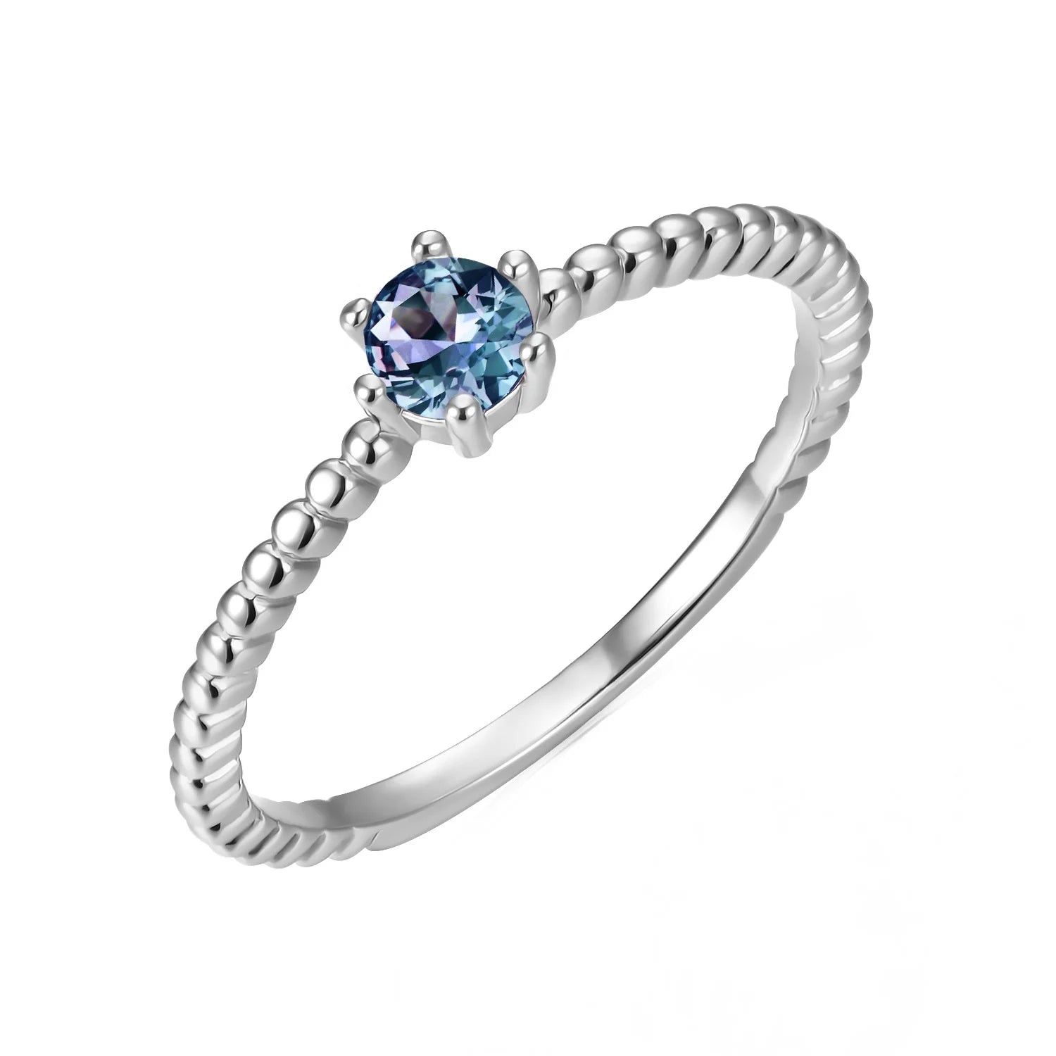 Sterling Silver 925 Color Change Gemstone Jewelry Fashion Minimalist Beaded Alexandrite Dainty Ring for Girl Destiny Jewellery