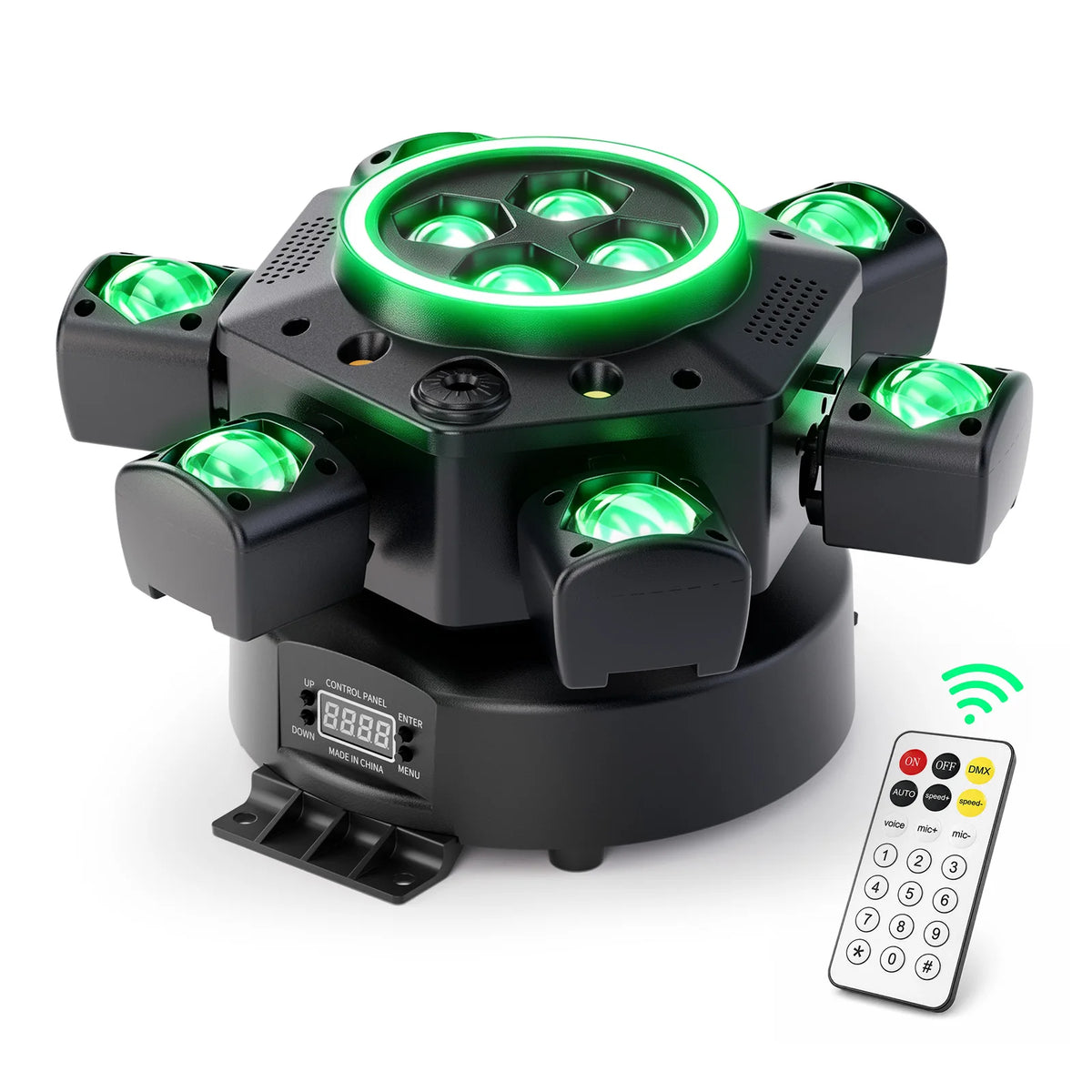 U`King 150W 6-Arm Beam Moving Head Light RGBW Laser DJ Light Bee Eye Starry Effects Stage Lights for Wedding Disco Party Club MegaBDM