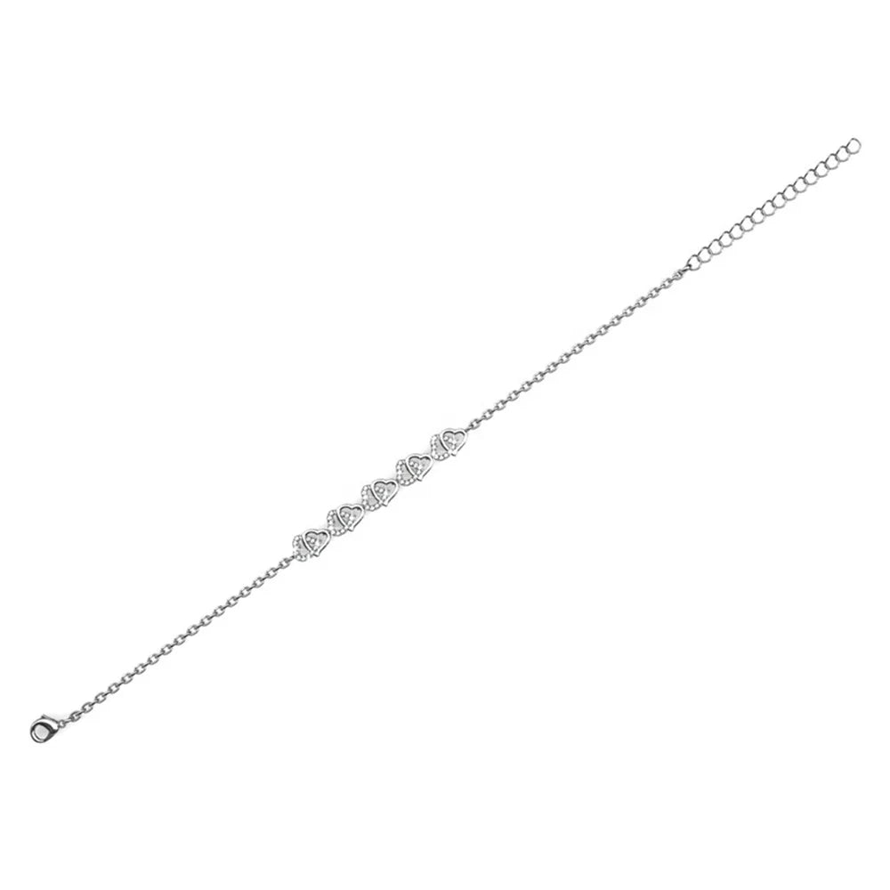 Full GRA Moissanite Jewelry for Women Hypoallergenic 925 Sterling Silver Heart Adjustable Chain Bracelet Destiny Jewellery