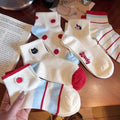 Wholesale Women Colorful Cute Polka Dot Striped Cotton Socks Summer Thin Animal Fruit Embroidery Short Socks MegaBDM