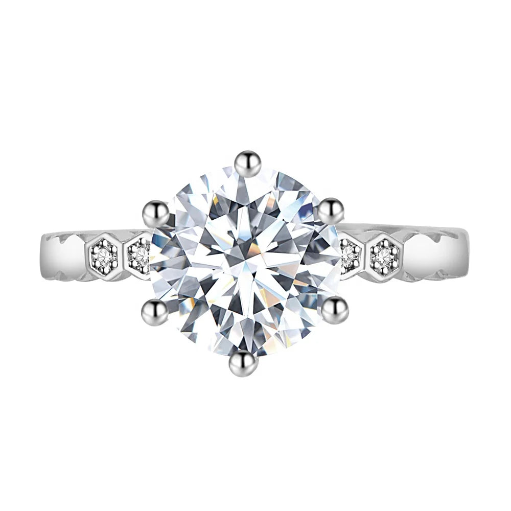 Ideal Cut 2 Carat Moissanite Diamond Jewelry 925 Sterling Silver Solitaire Engagement Adjustable Women Ring Destiny Jewellery