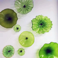 Longree Handmade Glass Plate Interior Design Home Green Patterns Round Decorative Wall Art