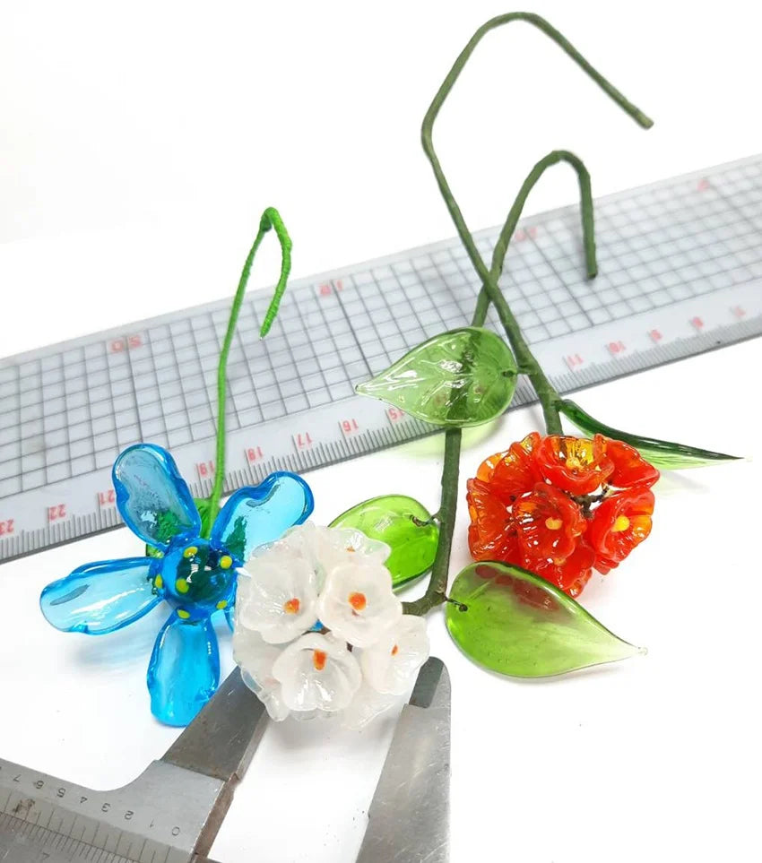 Handmade Blown Long Stem Glass Tulip Flower Sustainable Murano Glass Sculpture