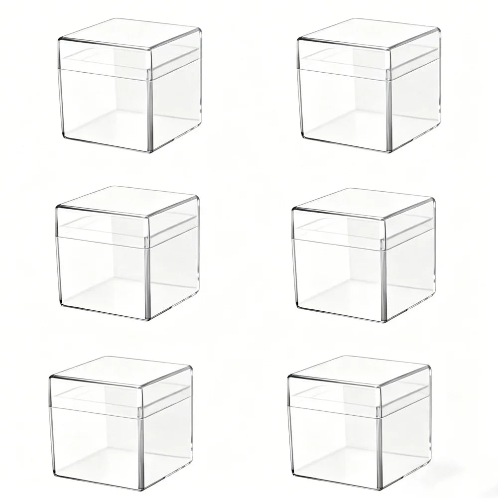 Periodic Table Cube Box for 1in ItemsMini Clear Acrylic Storage BoxSquare Transparent Display Case(6PCS)