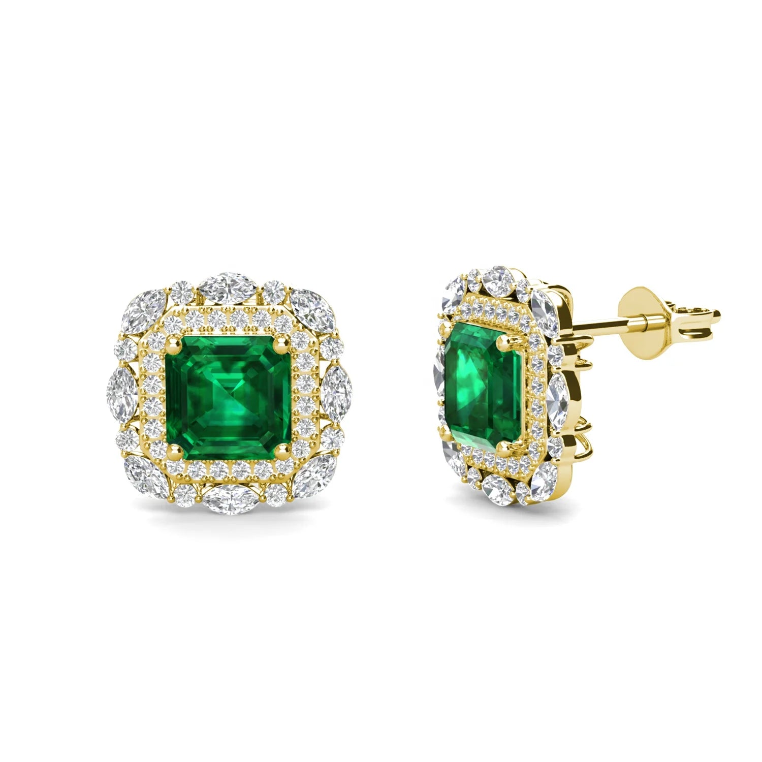 Bijoux Argent 925 Plaqu Boucle Doreille 2022 Gemstone Emerald Vintage Cluster Stud Earrings for Women Destiny Jewellery
