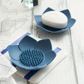 Factory Price Soap Box Lotus Shape Non-slip Silicone Water Draining Solid Color Soap Tray Draining Dish Bathroom Accessories