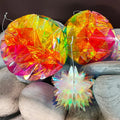 Indoor Christmas Decorations Offset Printing Iridescent Film Snowball Circle Shape Hanging Ornament 12cm PET Material Factory