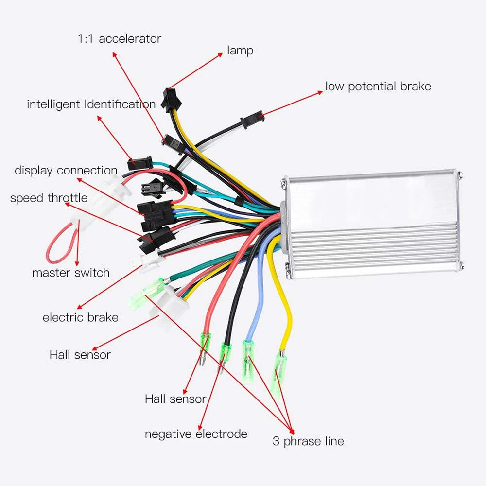 36V/48V/250W/350W/500W Brushless DC Intelligent Controller  Electric Bicycle  Scooter Controller Ebike Controllers