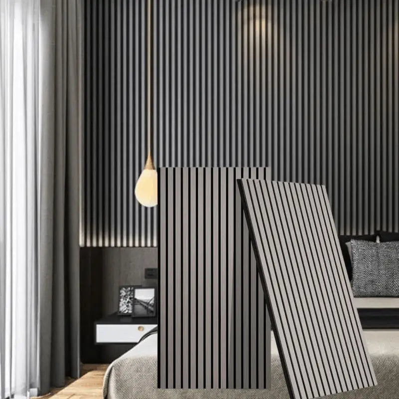 Wood Slat Noise Canceling Panels Sound Insulation Custom Size Natural Wood Texture High Density Sound Blocking Long Lasting