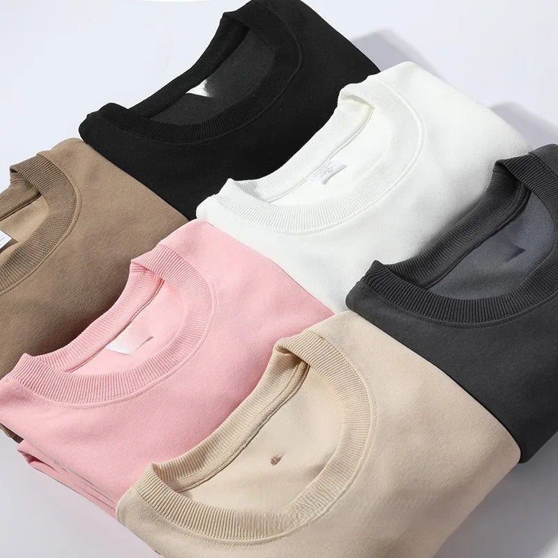 Bangladesh CN Factory Price Custom Logo Embroidery Heavyweight Cotton Blend Crewneck Mens Loose Fit Solid Color Sweatshirt MegaBDM