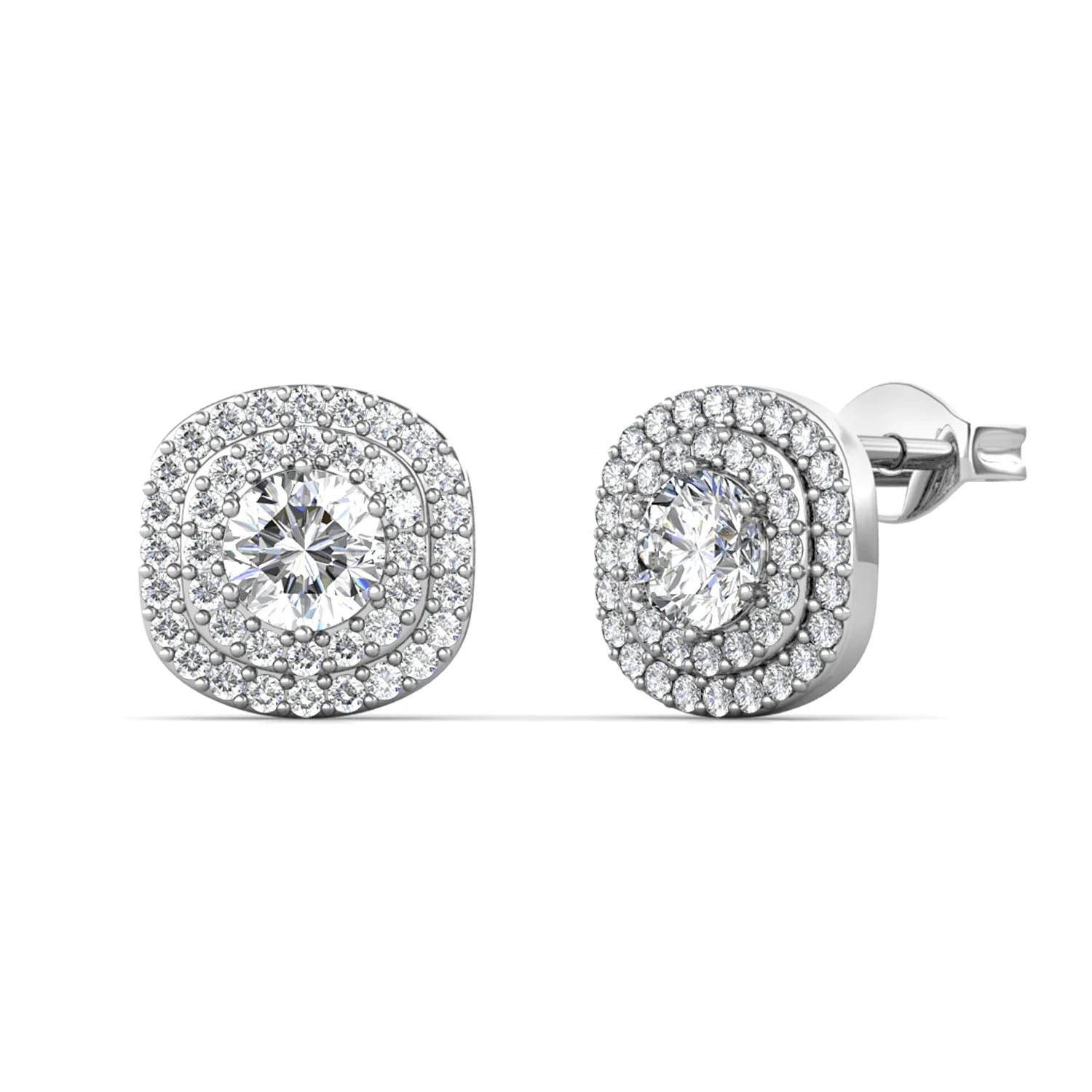 Environmental Friendly Moissanite Gem Stones 925 Sterling Silver Square Cluster Stud Earrings for Women Destiny Jewellery