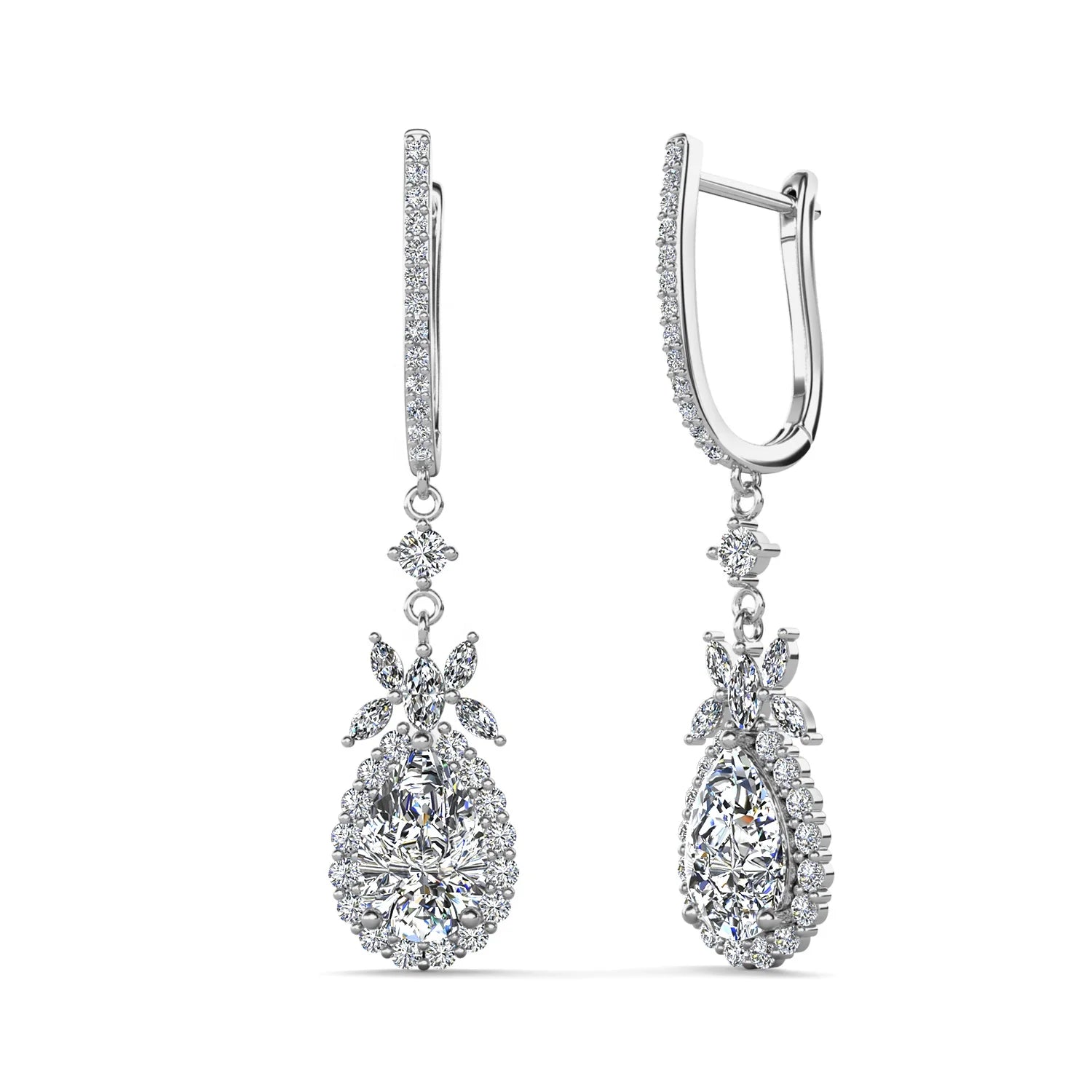 Perfect White Moissanite Diamond Fine Women Jewelry 925 Sterling Silver Huggie Hoop Drop Long Earrings Destiny Jewellery