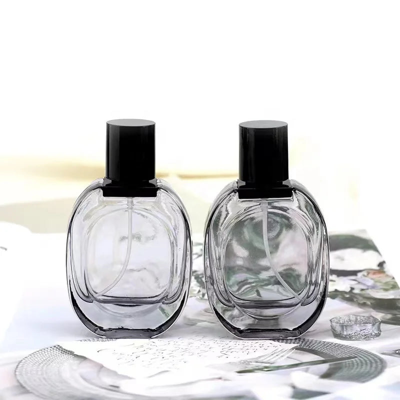 New Stock 30ml Clear Frost Black Perfume Spray Bottle with Screen Printed Eco-friendly Recyclable Luxury Design MegaBDM