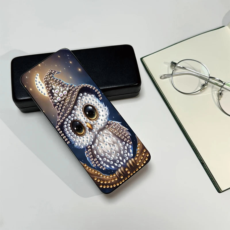 Diamond Painting Printed Cartoon Glasses Storage Box Handmade DIY Sunglasses Box Pu Leather Witch Hat Owl Design Diamond