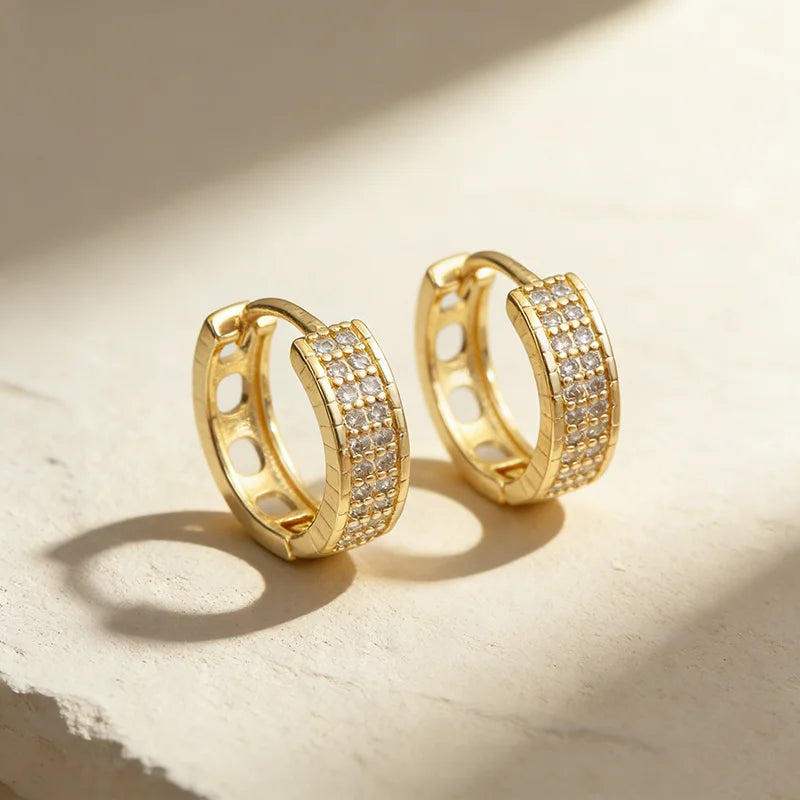 QIKU China Wholesale Earrings Bold Statement Modern Trendy Copper Hoop Earrings with Zirconia Valentine Jewelry