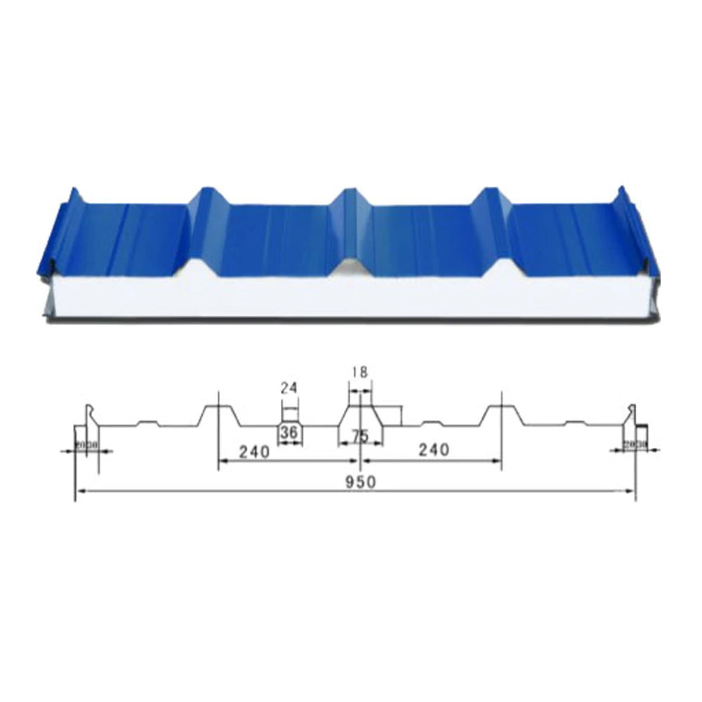 EPS Sandwich Panel 50mm-200mm Fire Resistant Eco-Friendly Exterior Wall for Cold Room Workshop Hotel