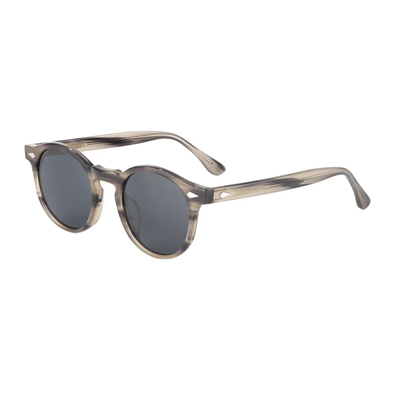 High Quality Brand Vintage Retro Round Fashion Mazuchelli Acetate Polarized Sunglasses