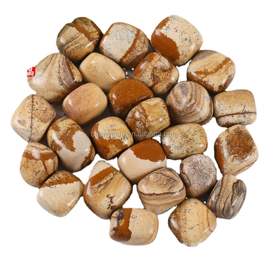CHENYISHI 1.5-3cm Polished Brown Jasper Gemstone Brown Crystal Tumble Stone for Chakra Pocket Other Crystal Crafts Product