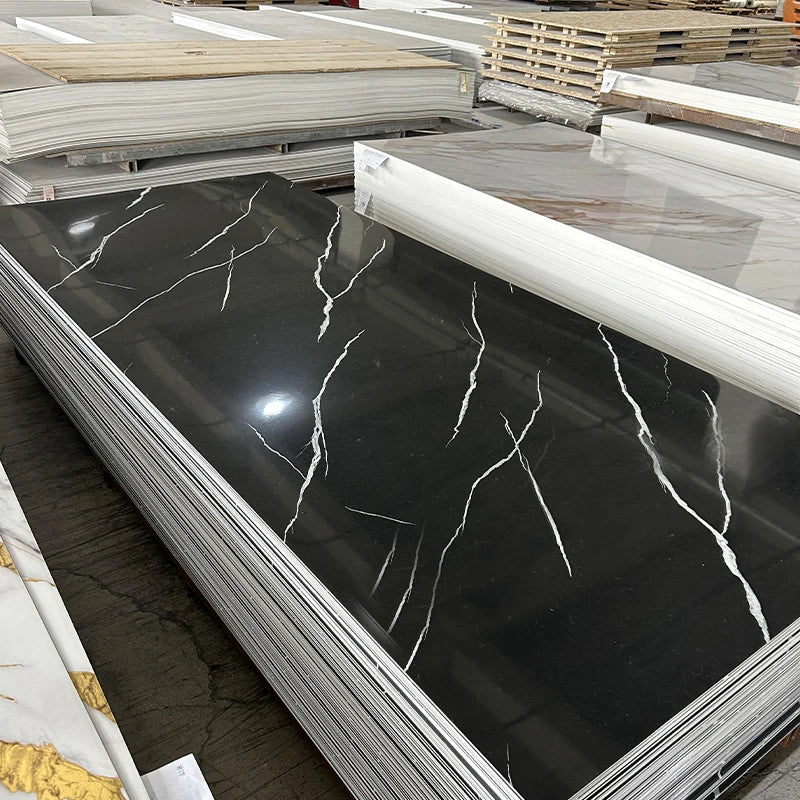 UV Board Fireproof Wood-Plastic Composite Materials PVC Marble Sheet Geometric for Interior Bathroom Warehouse Hospital