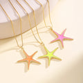 QIKU Dainty Enamel Starfish Pendant Necklace Ocean Series Sea Animal Minimalist Jewelry for Kids
