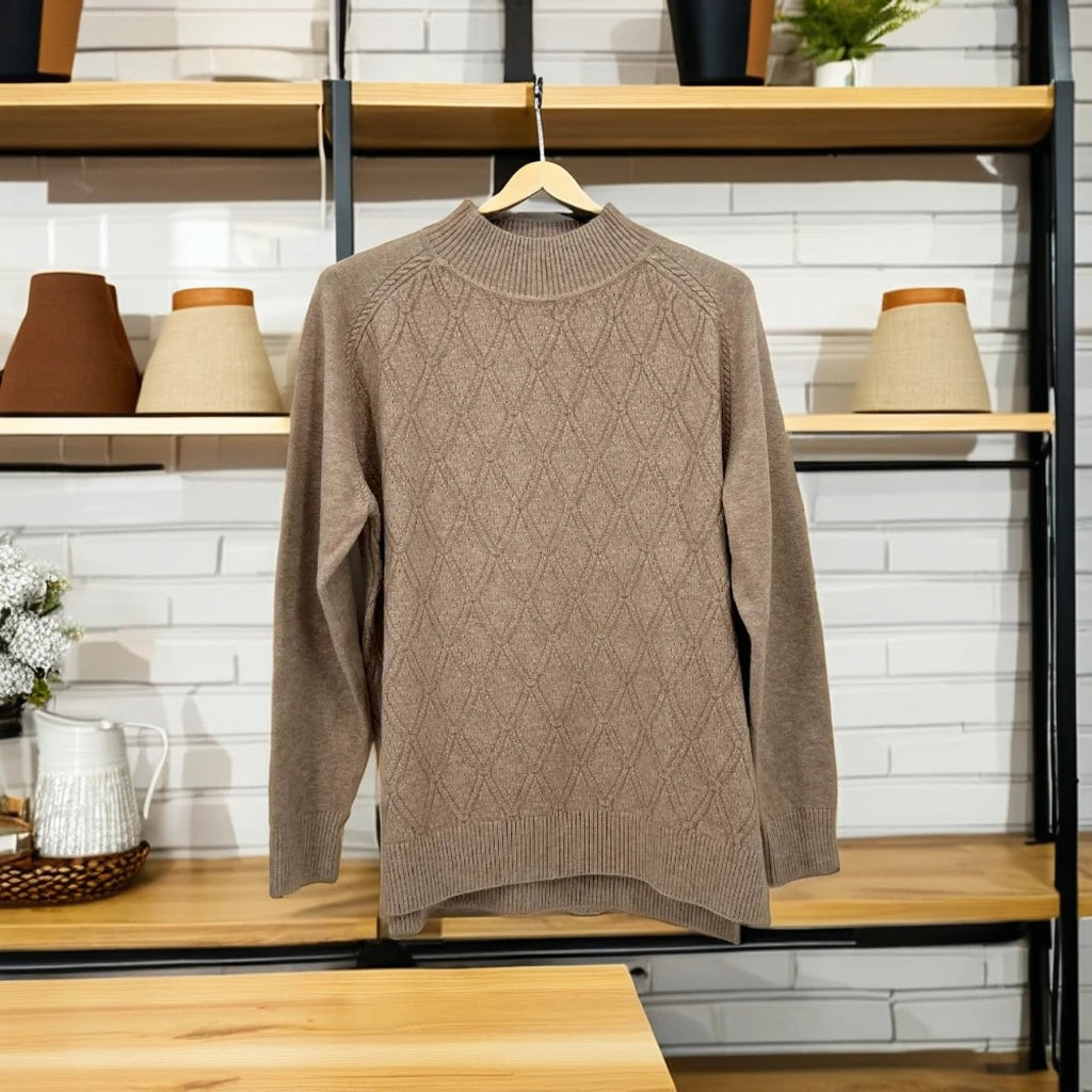 High Quality Women's Long Sleeve Knitted Pullover Sweater Solid Pattern Autumn Cocoa Color Fashion Casual Style Hot Selling