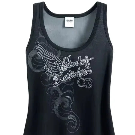 Women's Short Cotton Tank Top Crew Neck Casual Jersey Embroidery Sequins Appliques Biowashed Front Eco-Friendly Sustainable 160