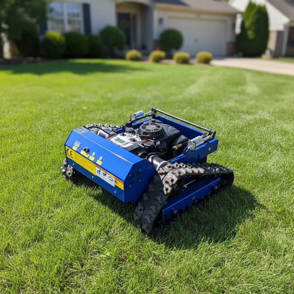 Remote Control Lawn Mower All Terrain Gas Powered Heavy Duty Slope Hill Garden Grass Cutting Machine