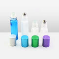 Custom Logo Round Roller Glass Bottle with Matte Colored Cap Cosmetic Round Roller Glass Bottle with Assorted Color Caps MegaBDM