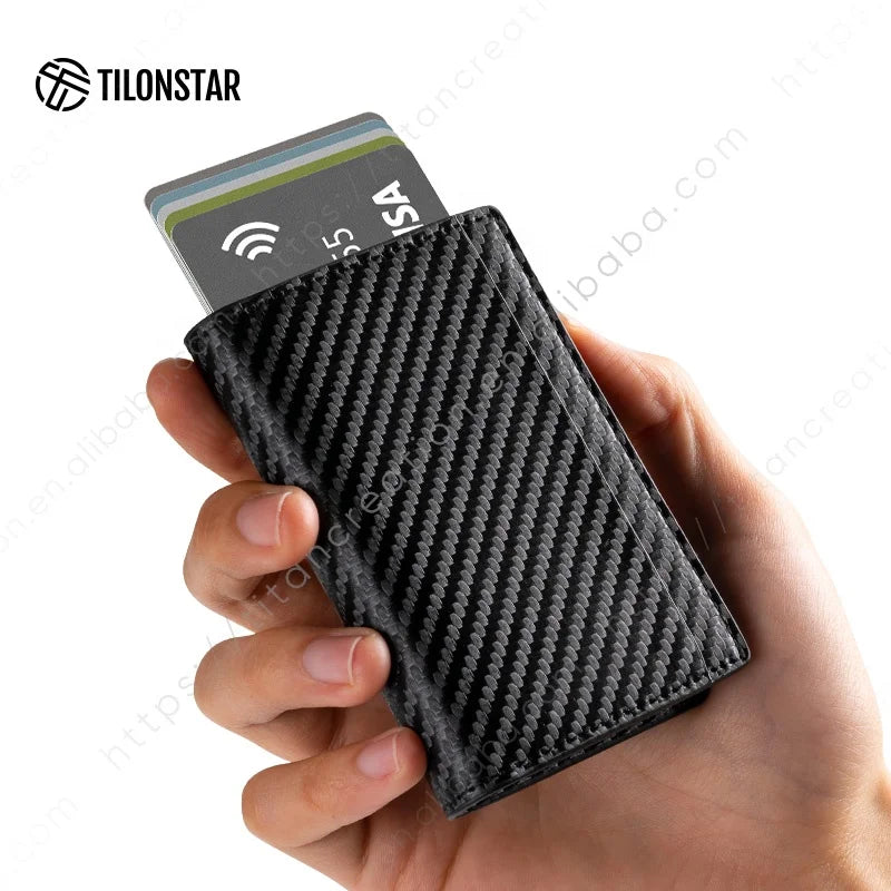 New Unique Leather Aluminum Card Case RFID Blocking Anti-Theft Wallet Credit Card Holder for Men