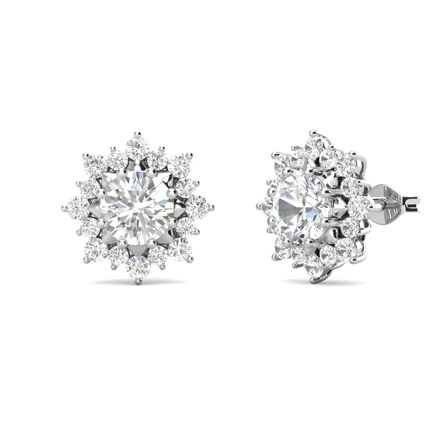 Ideal Cut Moissanite Diamond 925 Sterling Silver Luxury Jewelry Sunflower Wedding Bridal Stud Earrings Destiny Jewellery