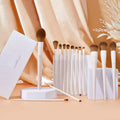 Hot Sell Vegan Brown Hairs Spraying Essential 10 Pieces Eye Brush Set 14 Pieces Beige Makeup Brush Set