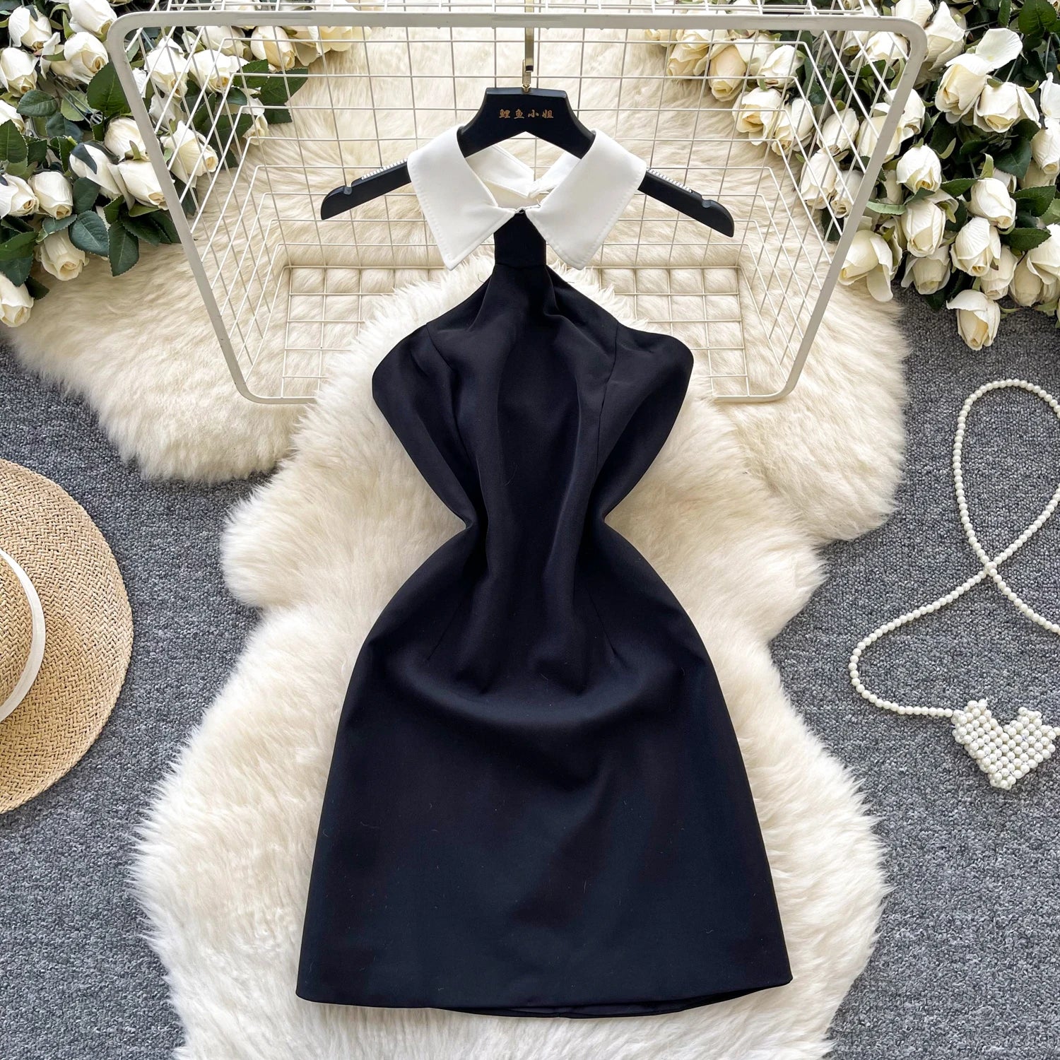 Summer Vintage Halter Slim Casual Midi Dress For Women Empire Lace Dress