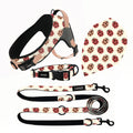 Polyester Padded Calming Collar and Dog Harness with Snake Chain Tactical Design Flowers & Diamond Cone for Large Dogs No Pull