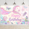 2024 Mermaid Backdrop for Photography Girl Princess Birthday Party Mermaid Tail Shell Baby Shower Photo Background Decor Props