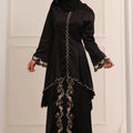 Abaya Dubai Turkey Muslim Fashion Hijab Dress O-neck Embroidery Decoration Elegant 2 Piece Dubai Abaya Set Soft Satin Kimono