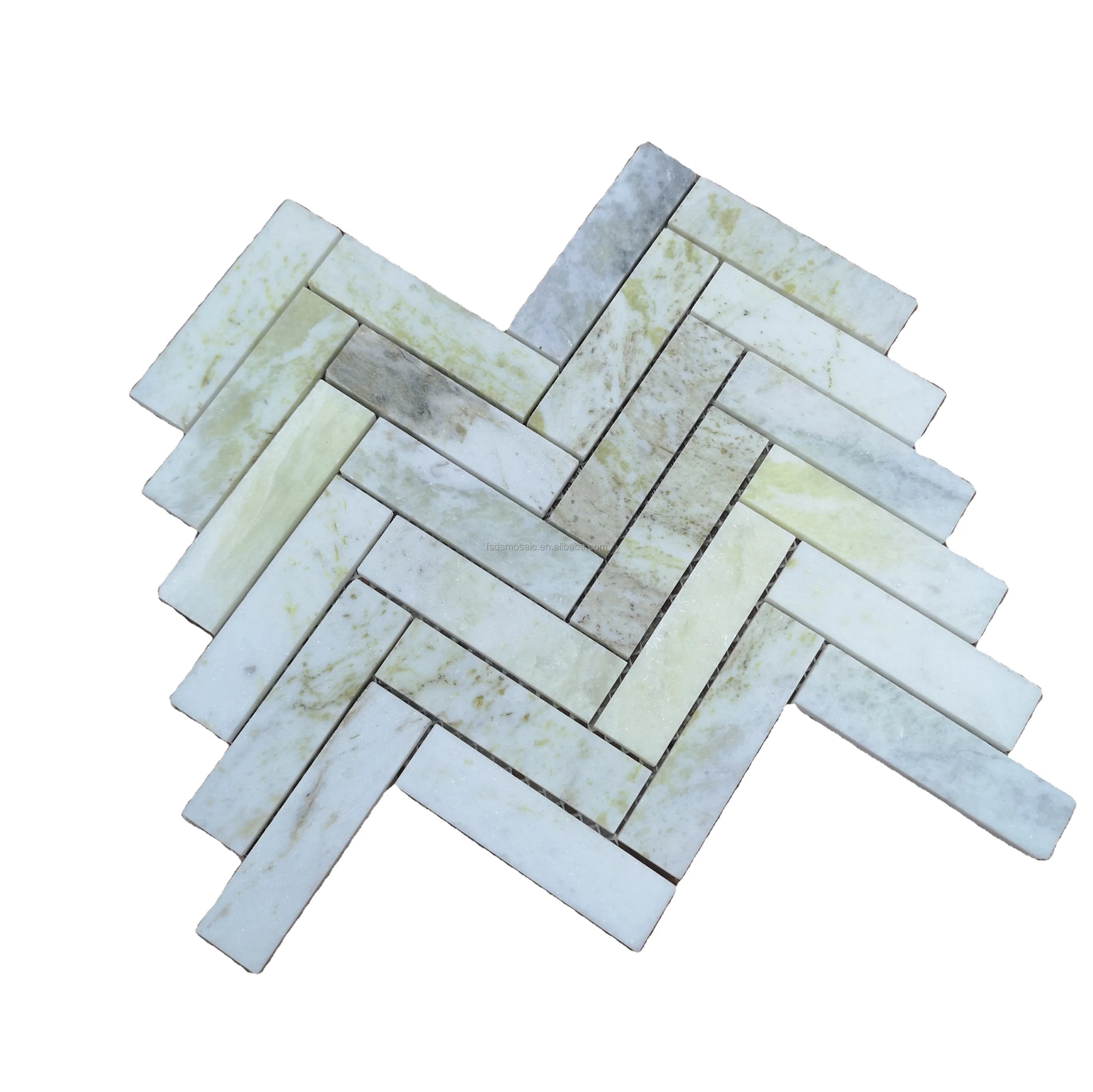 Carrara White Marble Mosaic Tile 305x265x8mm Polished Surface Modern Parquet for Interior Walls Herringbone Tiles Bathroom Wall