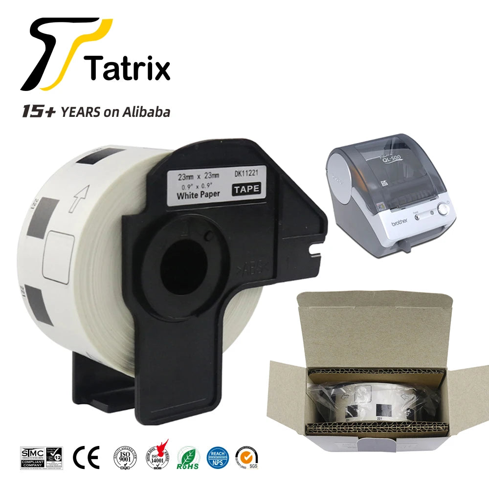 Tatrix DK11221 DK-11221 DK Black on White Shipping Label Thermal Paper Shipping Label Roll for Brother QL 1000 Series Printer