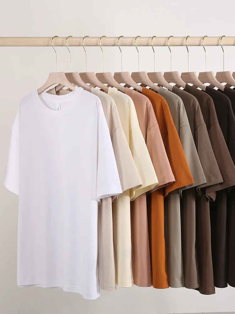 Bangladesh China Factory Price 280g 100% Pure Cotton Europe North America Size Double Yarn Crew Neck Drop Shoulder T Shirt