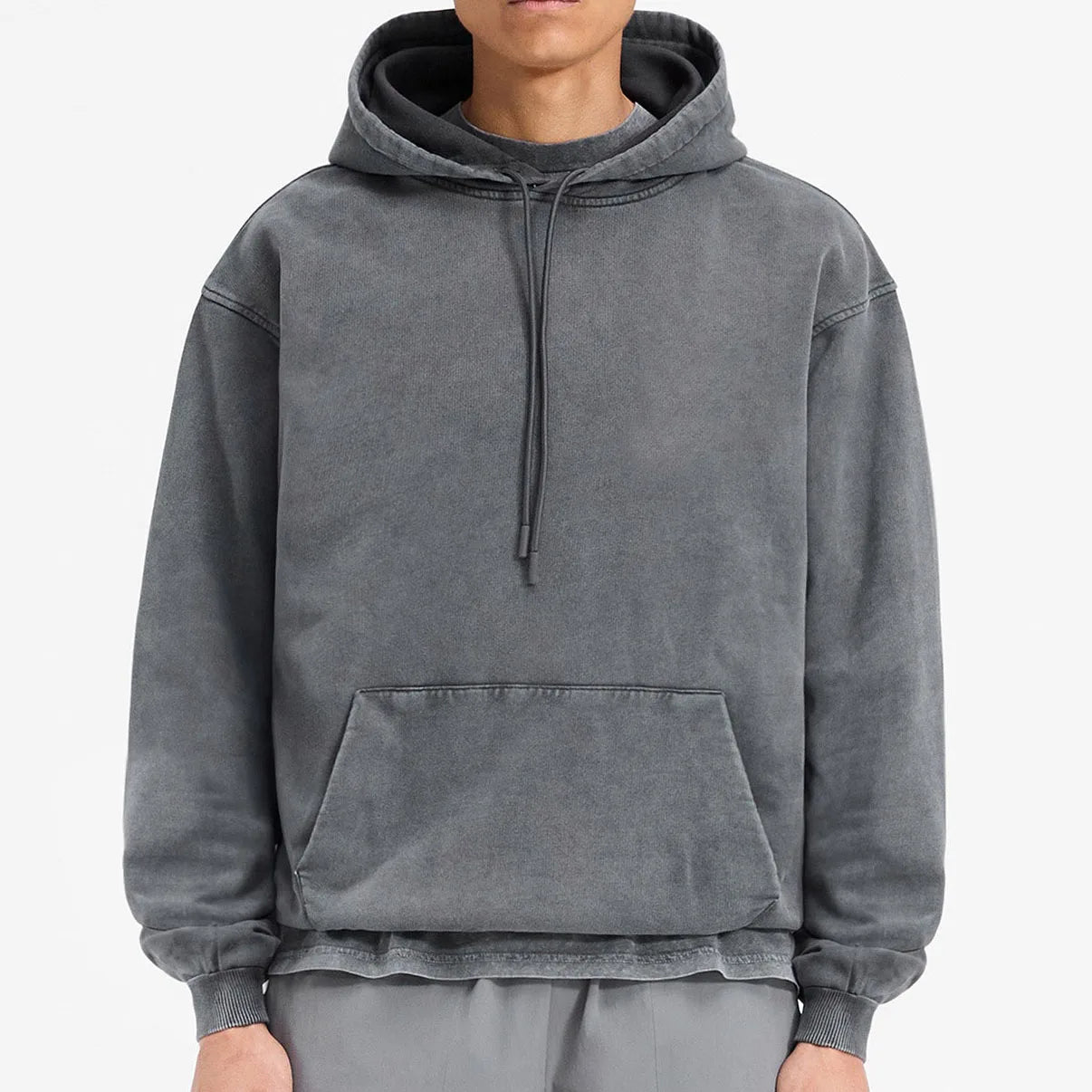 Oversized Customizable Fleece Fabric Vintage Hoodie Heavyweight Cropped Boxy Fit French Terry Drop Shoulder Acid Wash Hoodie