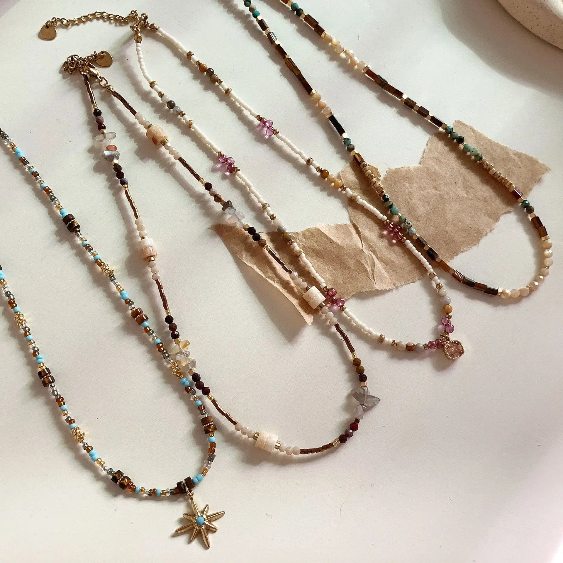 Fashion Colorful Natural Stone Pearl Beaded Necklace for Women New Style High-end Luxury Niche Clavicle Chain Necklace