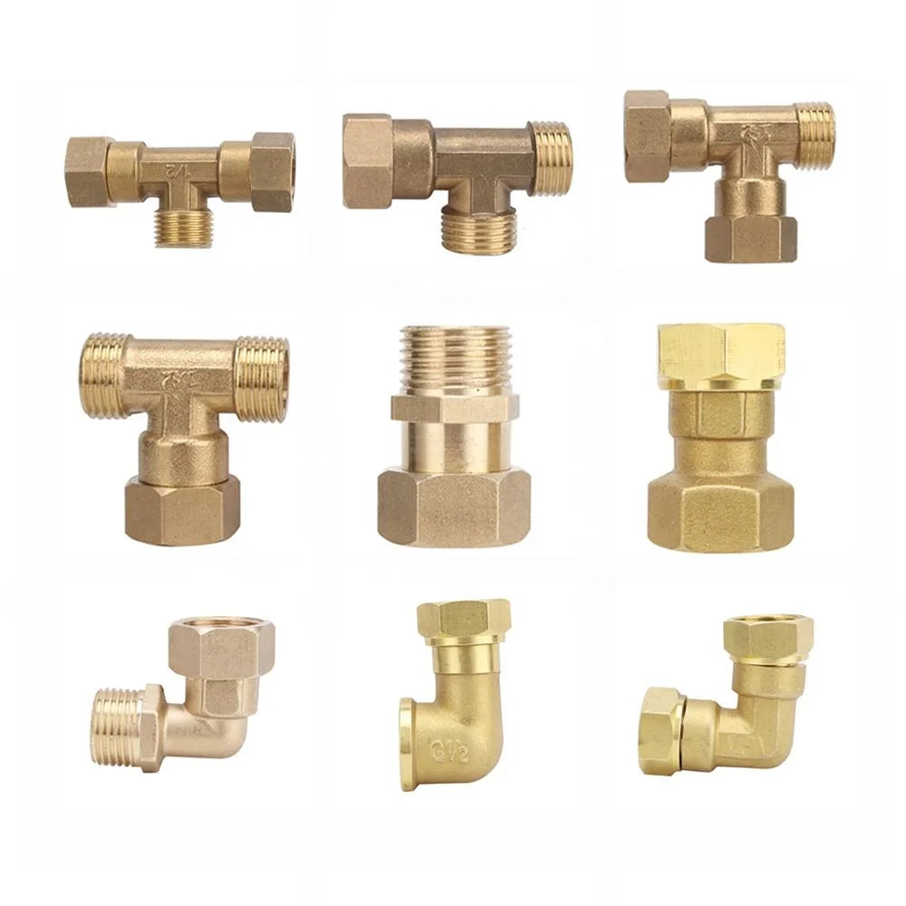 1/2 Inch Brass Compression Fittings Union Tee Elbow Water Gun Joint Adapter High Pressure Plumbing Pneumatic Fitting MegaBDM